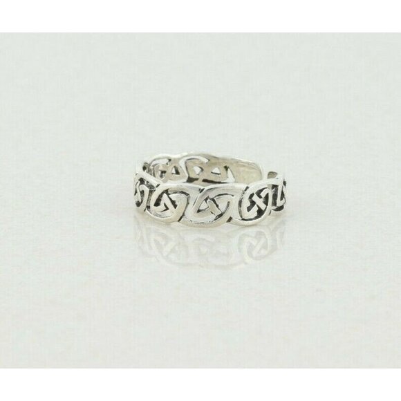 Sterling Silver Celtic Design Toe Ring Size 4 Adjustable - Picture 5 of 7